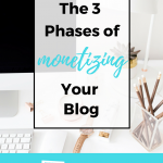 The 3 phases of monetizing your blog. Understanding these will help you grow your blog business, make more income, and establish your brand. #blogging #makemoneyblogging #bloggingtips #entrepreneurtips #onlineshop #monetizing
