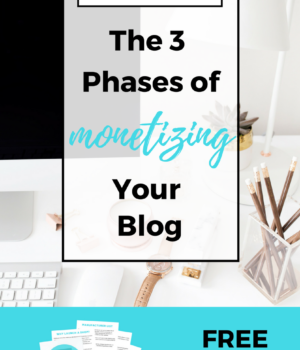 The 3 phases of monetizing your blog. Understanding these will help you grow your blog business, make more income, and establish your brand. #blogging #makemoneyblogging #bloggingtips #entrepreneurtips #onlineshop #monetizing